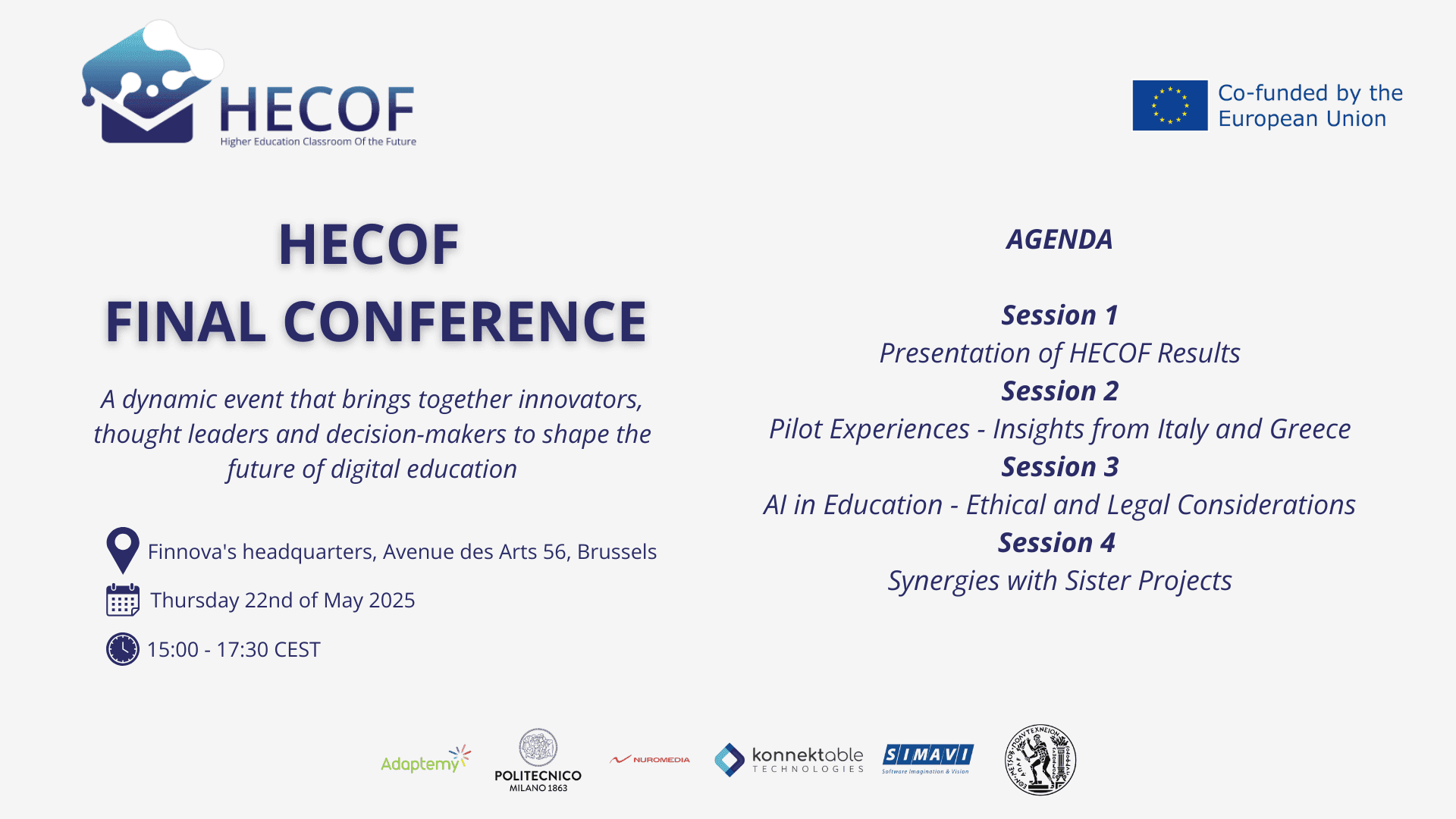 La Fundación Finnova acogerá la Conferencia Final de HECOF en sus oficinas de Bruselas