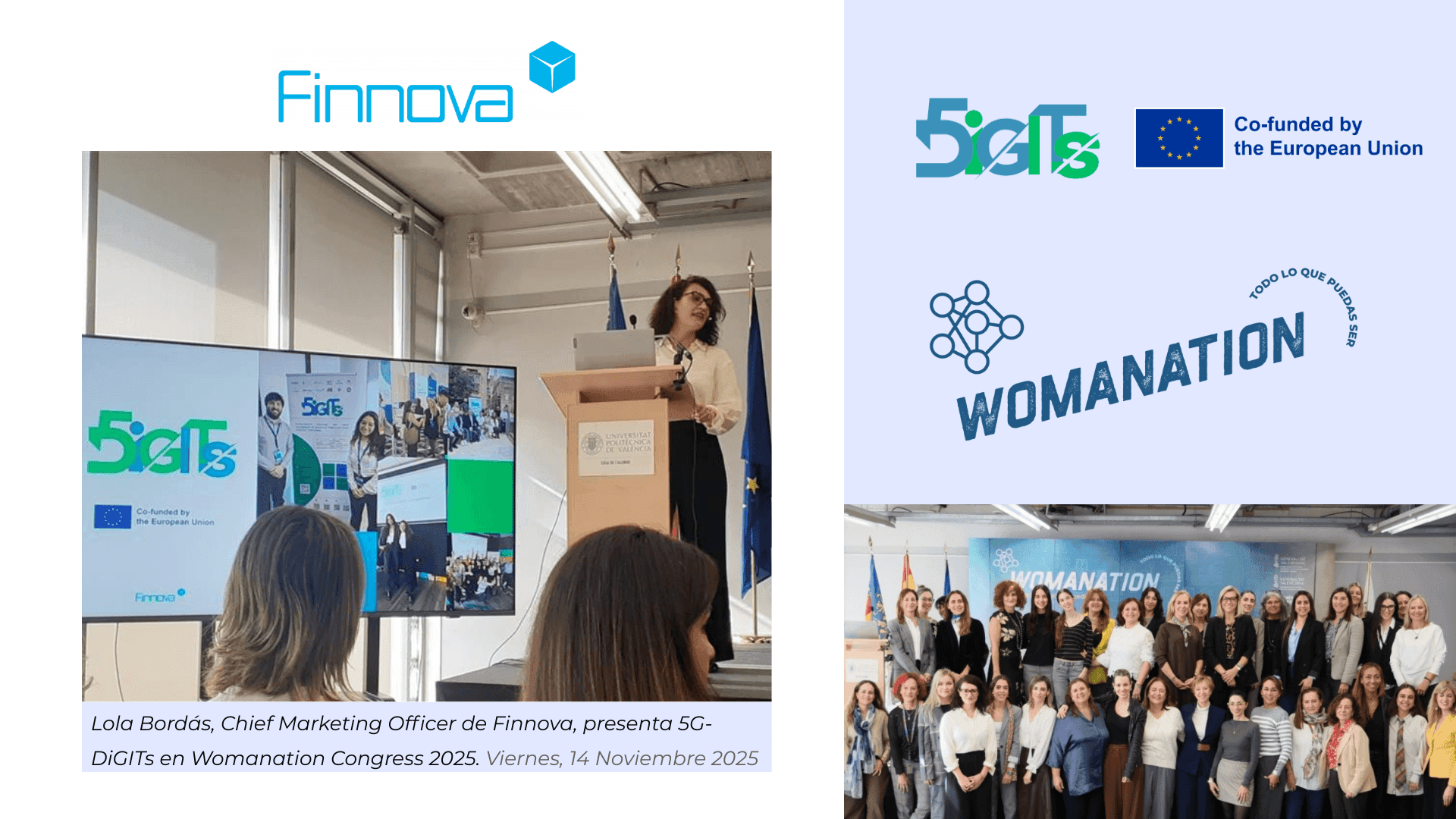 Finnova presenta el proyecto europeo 5G-DiGITs en Womanation para fomentar el talento femenino en la transformación digital