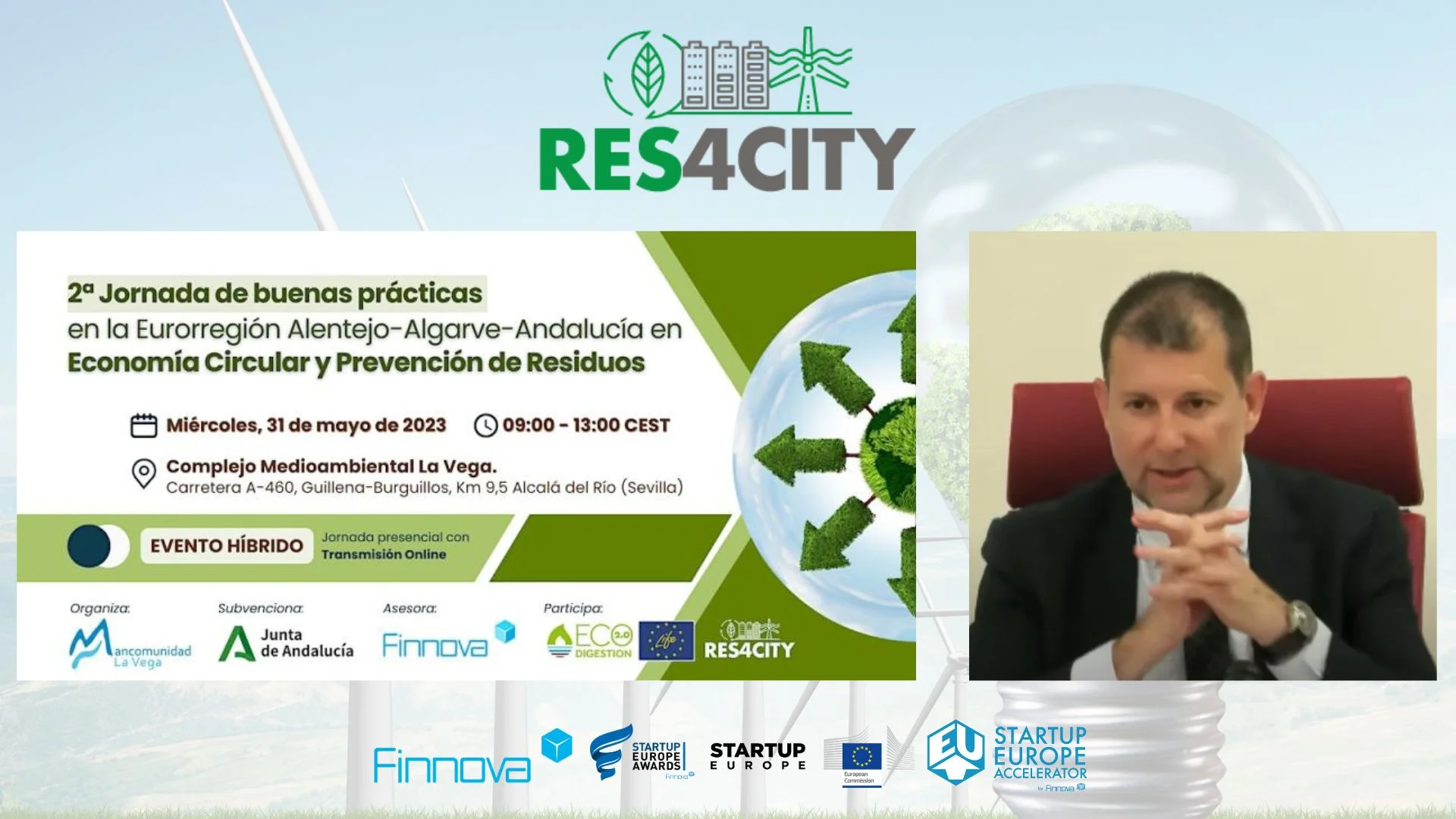 Presentation of the RES4CITY project at the Conference on best practices in the Alentejo-Algarve-Andalusia Euroregion in Circular Economy and Waste Prevention.