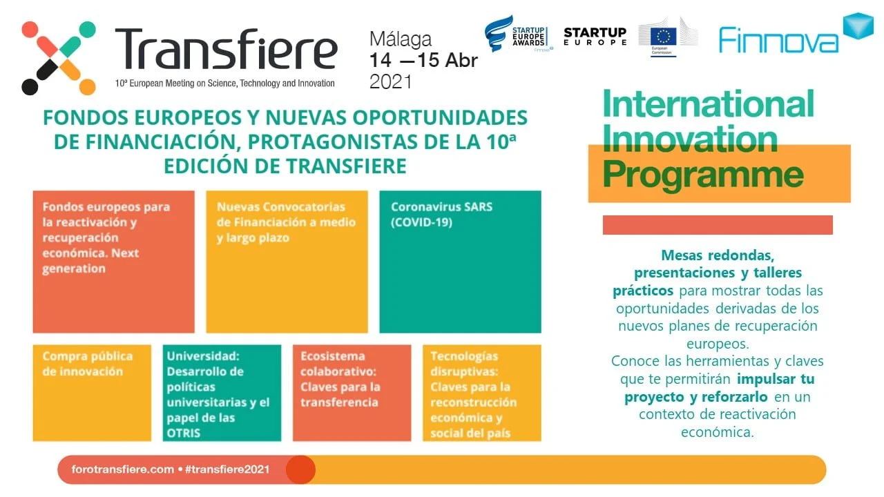 The 10th edition of Transfiere, the main R+D+I meeting in Southern Europe, will be celebrated in Málaga on the 14th and 15th April