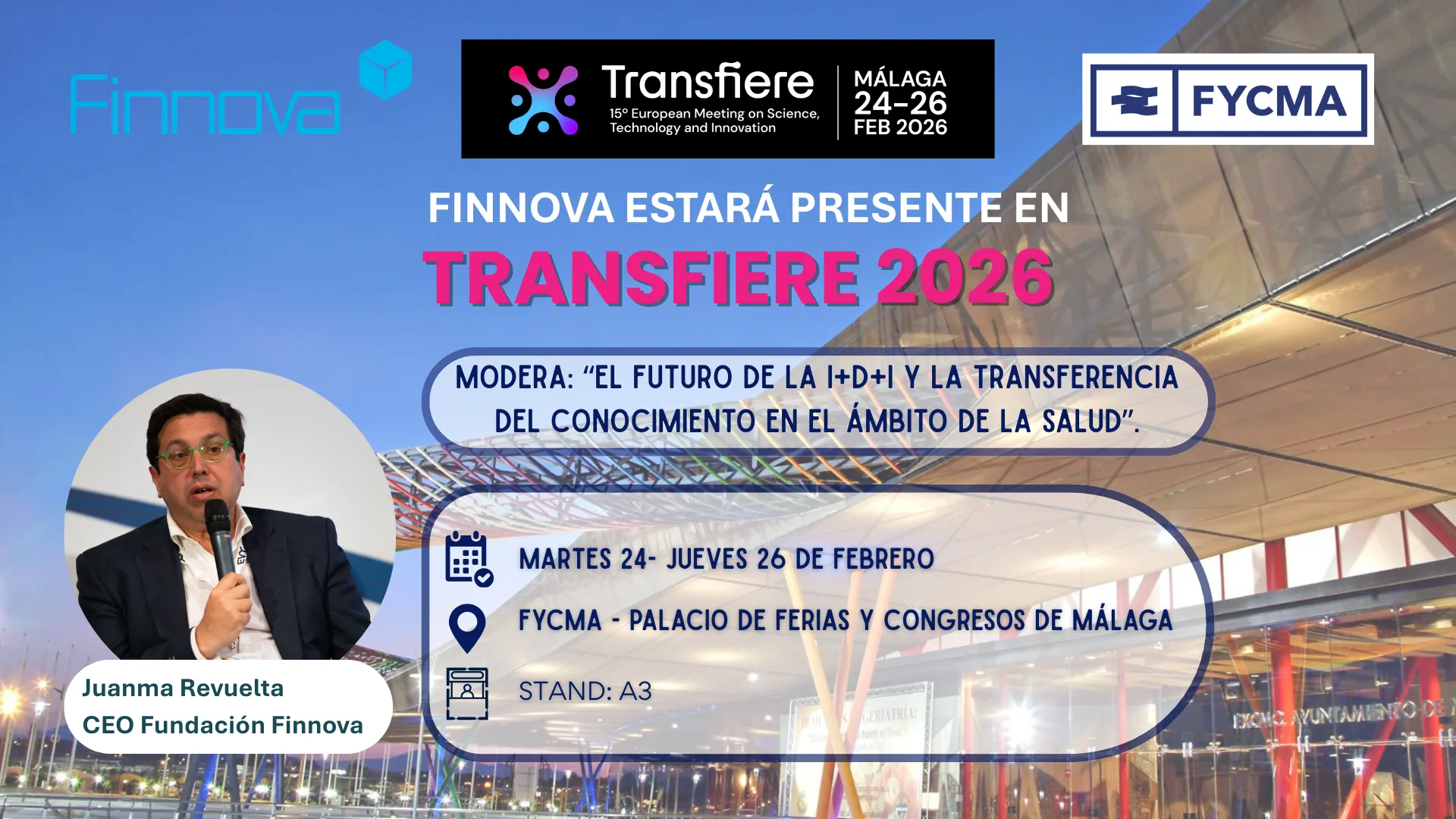 La Fundación Finnova participará en Transfiere 2026, el mayor foro europeo de ciencia, tecnología e innovación