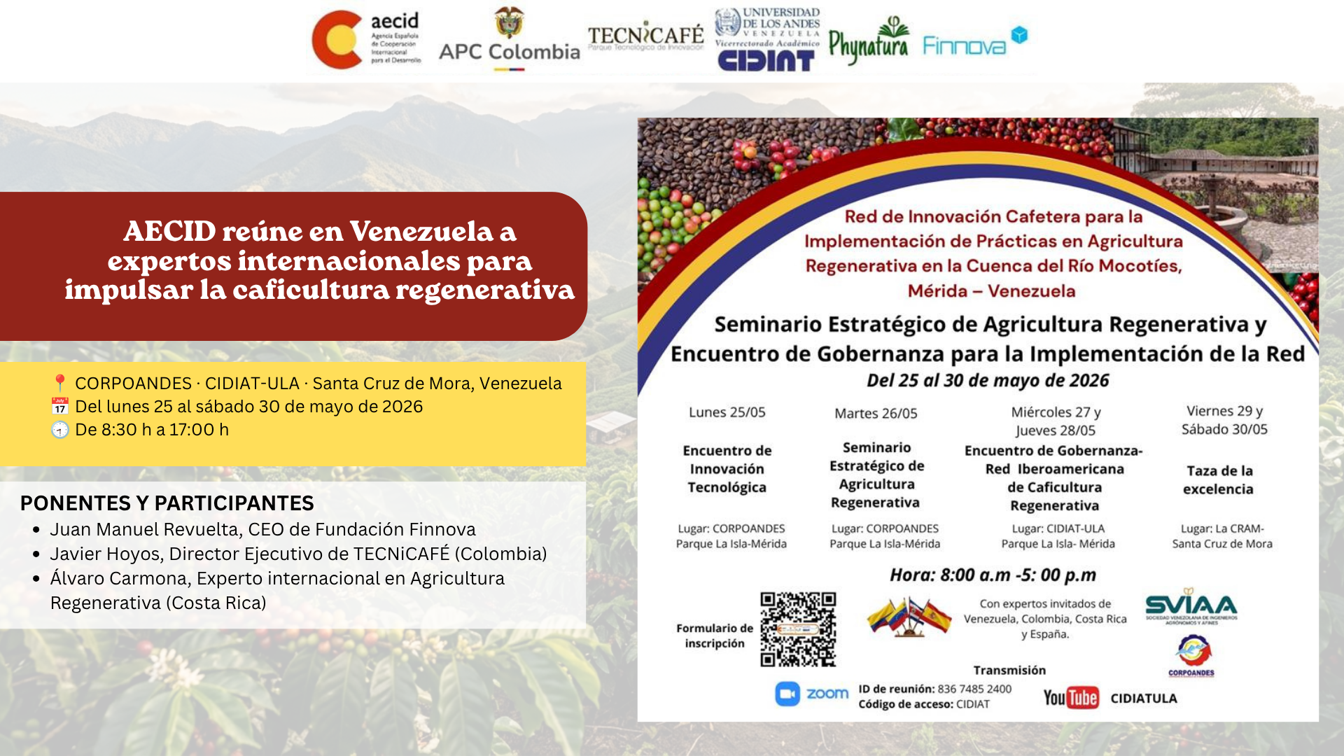 AECID impulsa en Venezuela una semana clave para la caficultura regenerativa